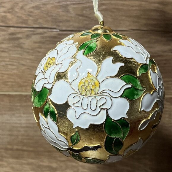 Cloisonné Ornament 2002 Dillards Christmas Tree Decor Red Velvet Box Included - Picture 5 of 12